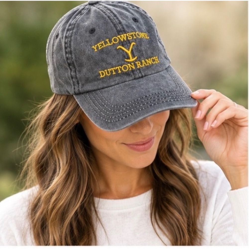 Yellowstone Dutton Ranch Baseball Cap Faded Gray Embroidered Logo Hat